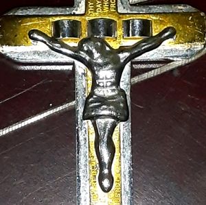 Double cross crucifix with the Lords prayer penden